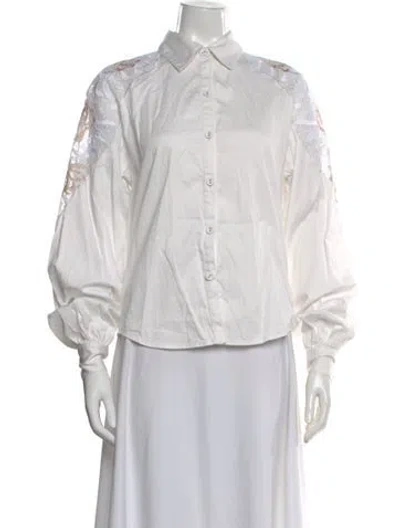 Pre-owned Ramy Brook Long Sleeve Blouse In White