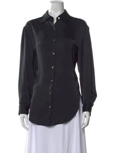 Pre-owned Ramy Brook Long Sleeve Button-up Top In Black