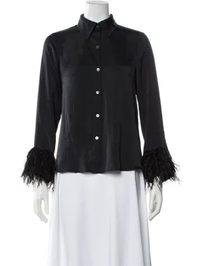 Pre-owned Ramy Brook Long Sleeve Button-up Top In Gray