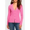 Ramy Brook Lorenza V Neck Cardigan Sweater In Pink