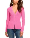 Ramy Brook Lorenza V Neck Cardigan Sweater In Pink