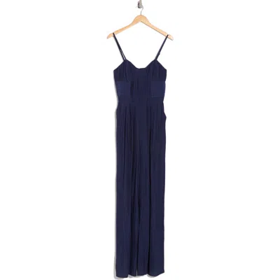 Ramy Brook Loretta Pleated Wide Leg Jumpsuit In Spring Navy