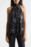 Ramy Brook Lori Mixed Dot Print Top In Black Dot
