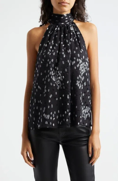 Ramy Brook Lori Mixed Dot Print Top In Black Dot