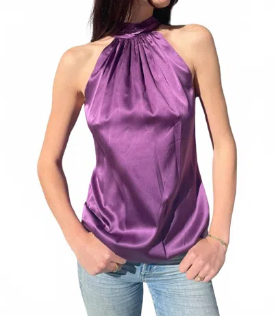 Ramy Brook Lori Silk Halter Top In Mulberry In Purple
