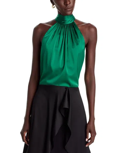Ramy Brook Lori Silk-blend Draped Top In Green