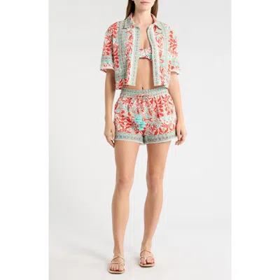 Ramy Brook Lorna Crop Cover-up Shirt In Gray