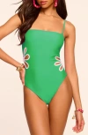 Ramy Brook Luca Cutout One-piece Swimsuit In Palm Green/white Cutout