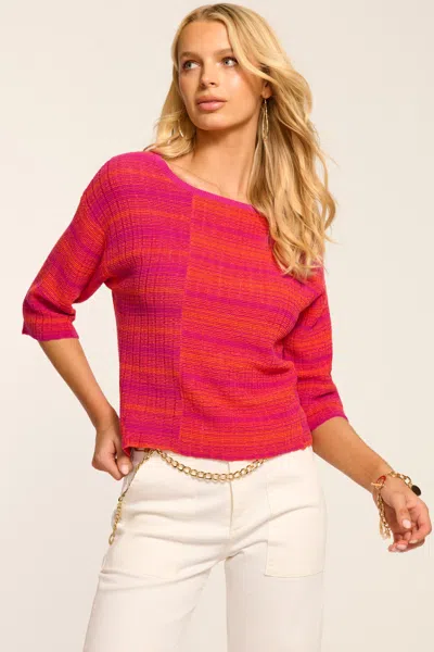 Ramy Brook Luca Textured Knit Short Sleeve Top In Pink