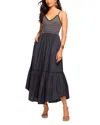 Ramy Brook Lucia Smocked Cotton Poplin Maxi Dress In Spring Navy