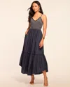 Ramy Brook Lucia Smocked Cotton Poplin Maxi Dress In Spring Navy