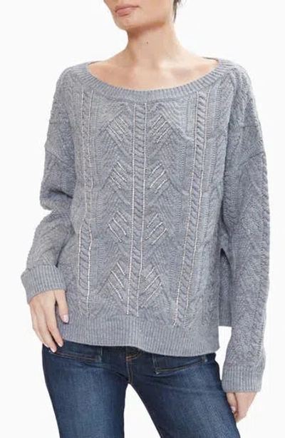 Ramy Brook Lucille Rhinestone Sweater In Grey Combo Bedazzled
