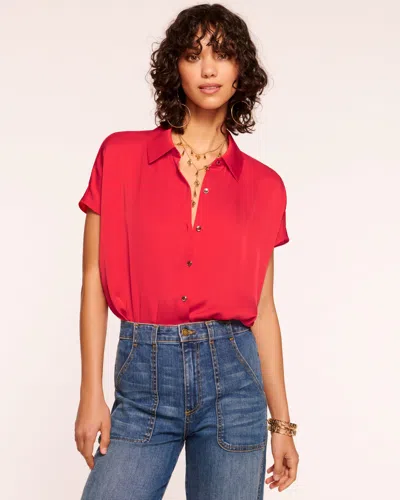 Ramy Brook Lucinda Button Down Bodysuit In Flame