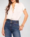 Ramy Brook Lucinda Button Down Bodysuit In Ivory