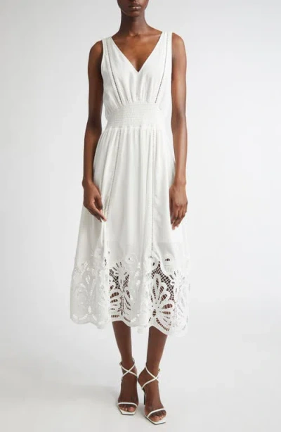 Ramy Brook Lucy Embroidery Detail Cotton Blend Dress In Ivory Eyelet
