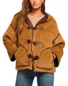 Ramy Brook Lucy Reversible Faux Shearling Hooded Jacket In Brown