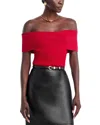 Ramy Brook Luke Foldover Off The Shoulder Rib Top In Red