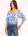 Ramy Brook Lula Print Off The Shoulder Top In Blue