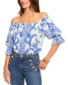 Ramy Brook Lula Print Off The Shoulder Top In Blue