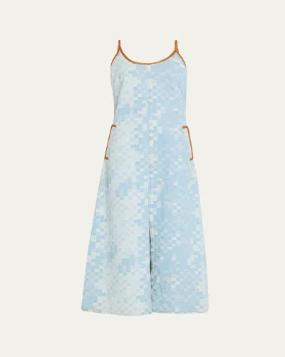 Ramy Brook Luna Checkered Denim Midi Dress In Purple