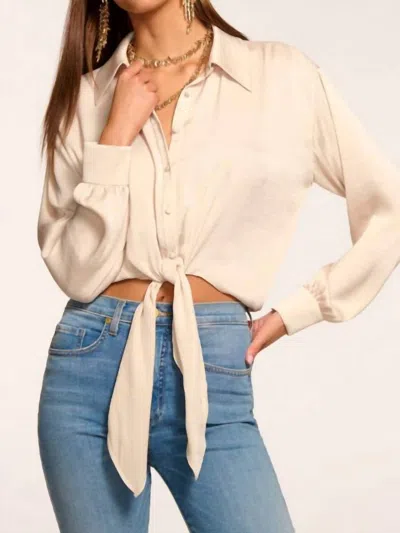Ramy Brook Luna Crepe Blouse In Sandstone In White