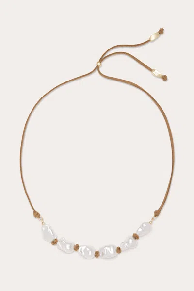 Ramy Brook Luna Suede Pearl Necklace In Gold