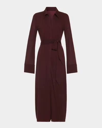 Ramy Brook Lydia Belted Midi Shirtdress In Red