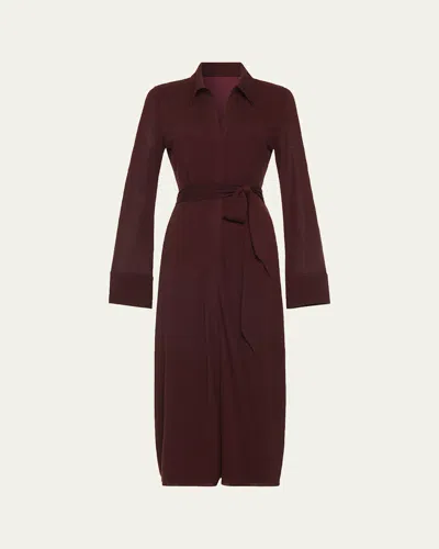 Ramy Brook Lydia Belted Midi Shirtdress In Red