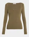 Ramy Brook Lylia Sculpted U-neck Rib Top In Green