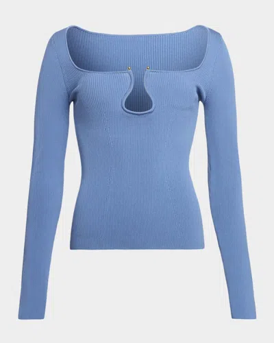 RAMY BROOK LYLIA RIBBED WAVY U-RING TOP