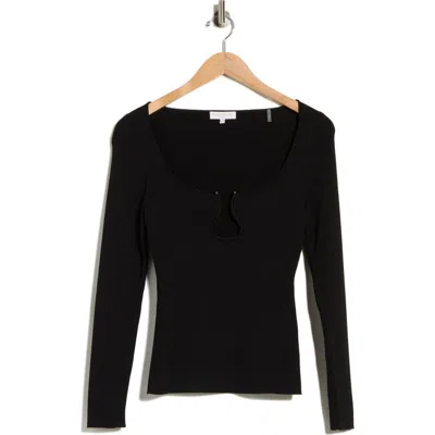 Ramy Brook Lylia Sculpted U-neck Rib Top In Black