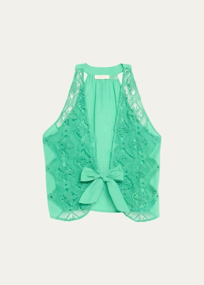 Ramy Brook Macie Embroidered Blouse In Palm Green