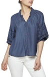 Ramy Brook Maddy Buttoned Top In Blue