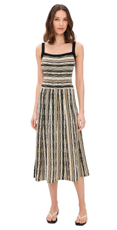 Ramy Brook Madelyne Dress Black Combo Stripe In Multi