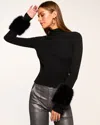 Ramy Brook Magnus Turtleneck Faux Fur Sweater In Black