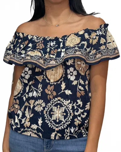 Ramy Brook Maia Cotton Ruffle Blouse In Neutral Maya Combo In Multi