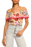 Ramy Brook Maia Cotton Off-the-shoulder Ruffle Blouse In Multi