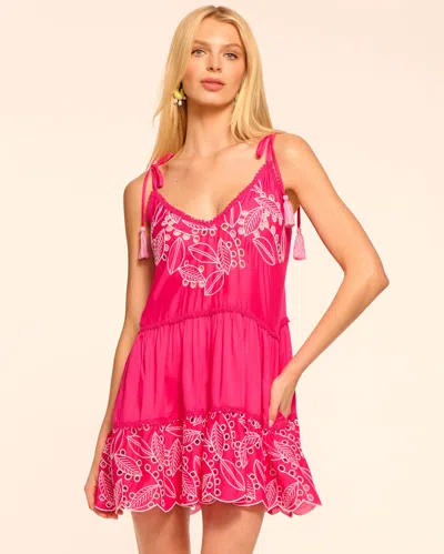 Ramy Brook Makenzy Embroidered Coverup Mini Dress In Perfect Pink