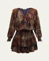 Shop Ramy Brook Malcolm Tiered Mini Dress In Saddle Multi Knit