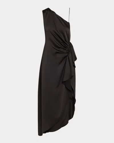 Ramy Brook Malika Draped One-shoulder Midi Dress