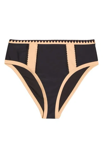 Ramy Brook Mallory Embroidered Bikini Bottoms In Black