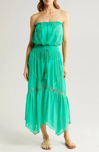 Ramy Brook Mallory Strapless Cover-up Dress In Palm Green