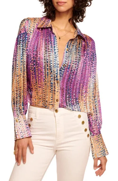 Ramy Brook Mandy Dot Print Crop Button-up Shirt In Deep Lilac Dot