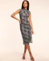 Ramy Brook Mandy Mock Neck Mesh Midi Dress In Gray