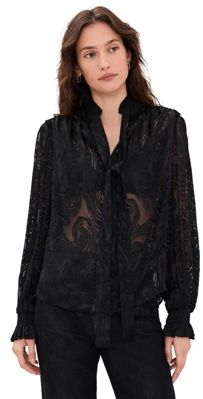 Ramy Brook Mara Blouse Black Paisley