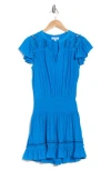 Ramy Brook Marbelis Embroidered Tiered Dress In Blue Lapis