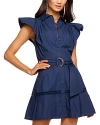 Ramy Brook Marceline Belted Button-front Mini Dress In Spring Navy