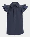 Ramy Brook Marceline Cotton Poplin Shirt In Spring Navy
