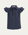 Ramy Brook Marceline Cotton Poplin Shirt In Spring Navy