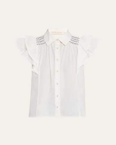 Ramy Brook Marceline Cotton Poplin Shirt In White